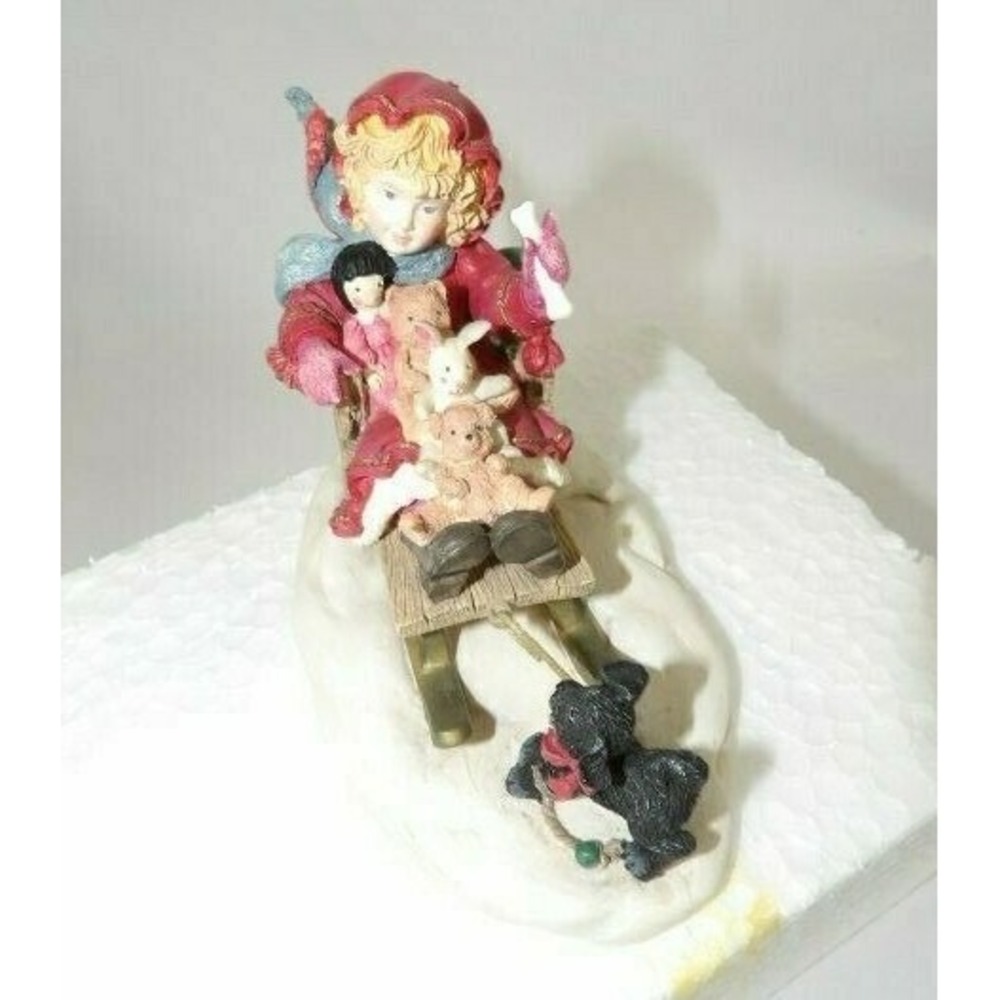 Laura's Attic Enesco 1991 Come On, You Can Do It Winter Sledding 300136 w/Box